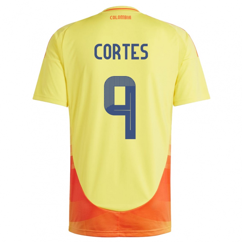 Kandiny Női Kolumbia Carlos Cortés #9 Sárga Hazai Jersey 24-26 Mez Póló Ing