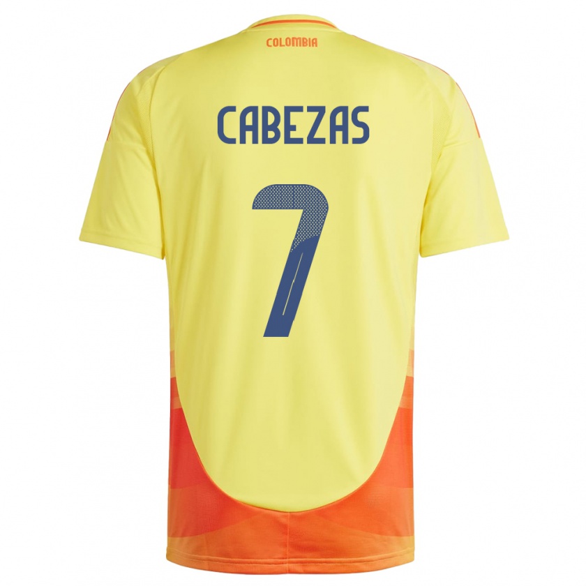 Kandiny Női Kolumbia Jorge Cabezas #7 Sárga Hazai Jersey 24-26 Mez Póló Ing