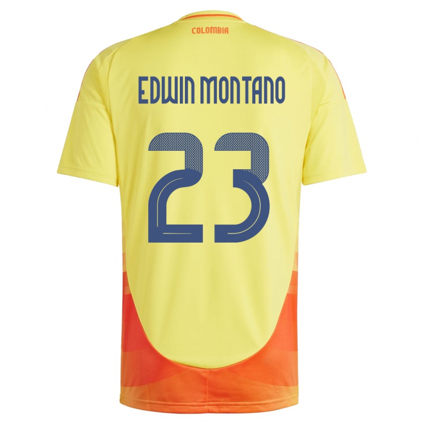 Kandiny Női Kolumbia John Edwin Montaño #23 Sárga Hazai Jersey 24-26 Mez Póló Ing