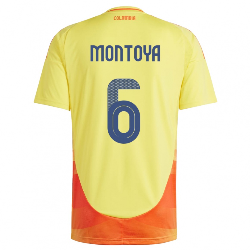 Kandiny Női Kolumbia Daniela Montoya #6 Sárga Hazai Jersey 24-26 Mez Póló Ing