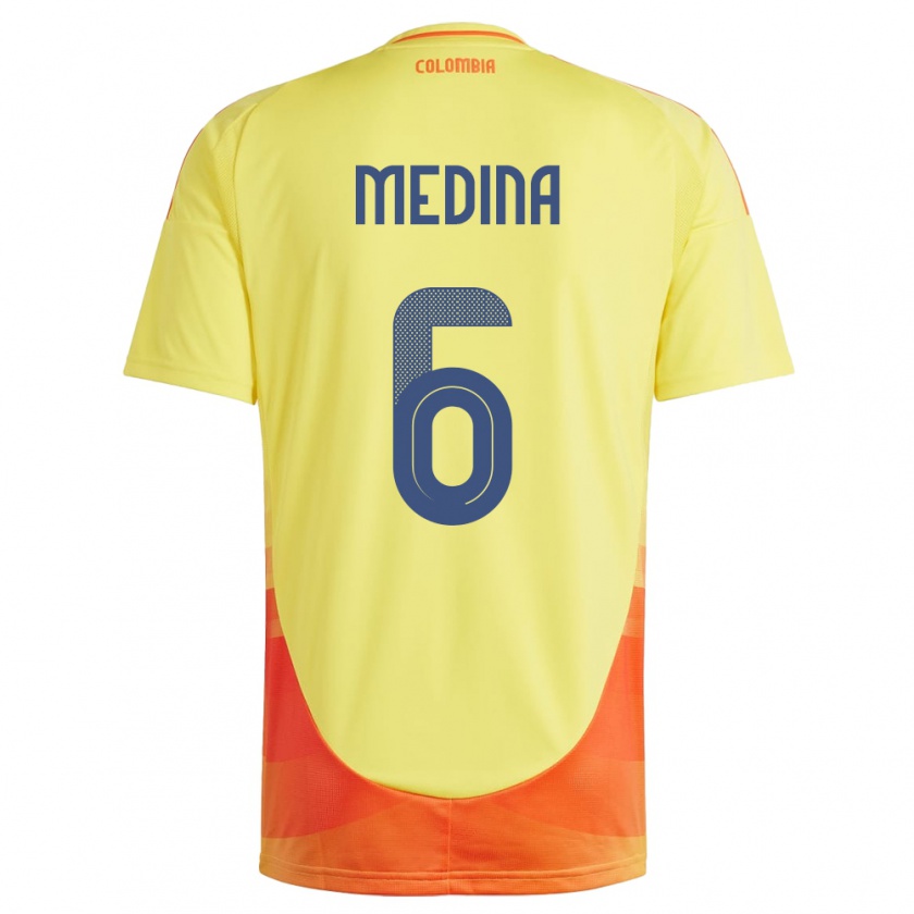 Kandiny Női Kolumbia Paula Medina #6 Sárga Hazai Jersey 24-26 Mez Póló Ing