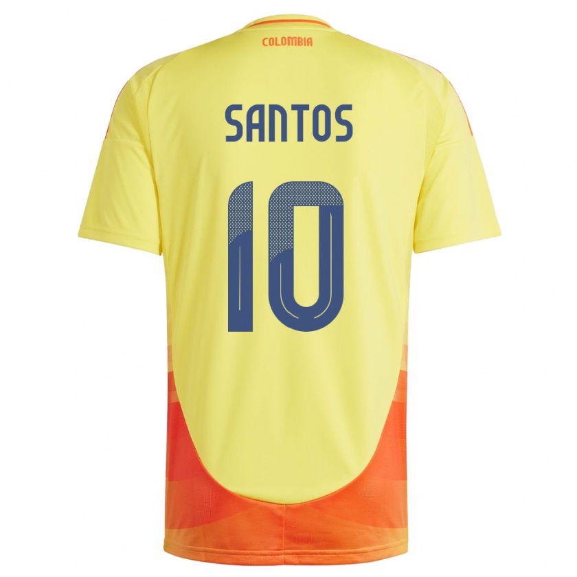 Kandiny Női Kolumbia Leicy Santos #10 Sárga Hazai Jersey 24-26 Mez Póló Ing