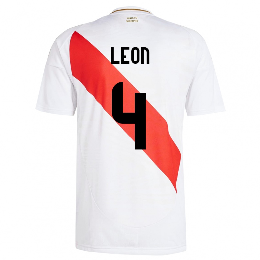 Kandiny Női Peru Mía León #4 Fehér Hazai Jersey 24-26 Mez Póló Ing