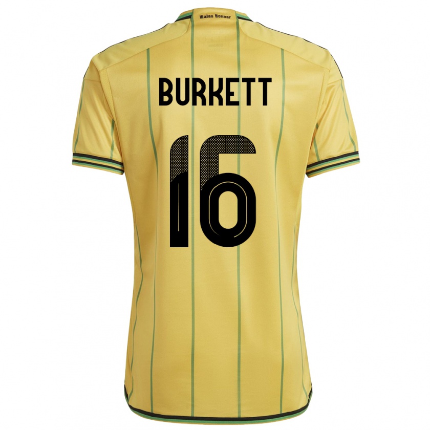 Kandiny Női Jamaica Brian Burkett #16 Sárga Hazai Jersey 24-26 Mez Póló Ing