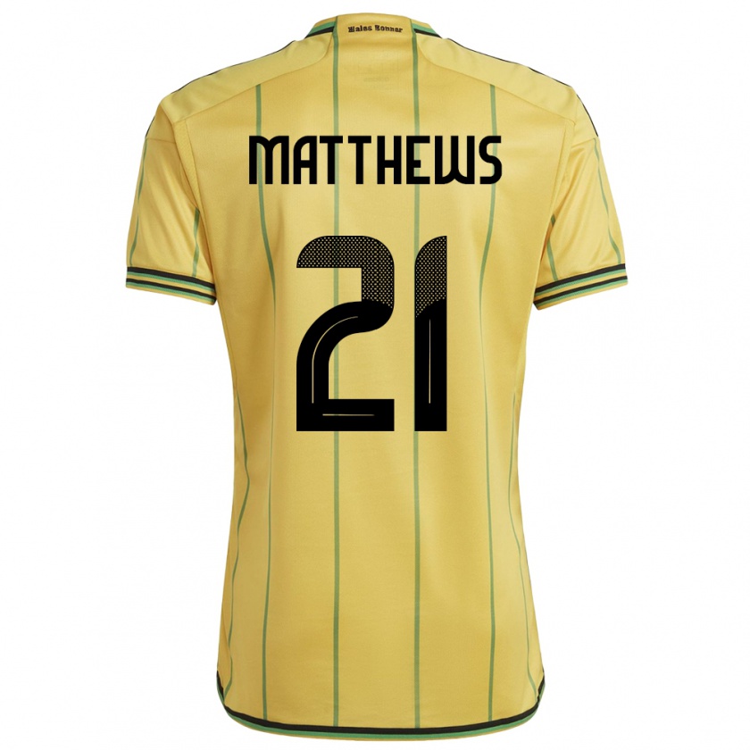 Kandiny Női Jamaica Cheyna Matthews #21 Sárga Hazai Jersey 24-26 Mez Póló Ing