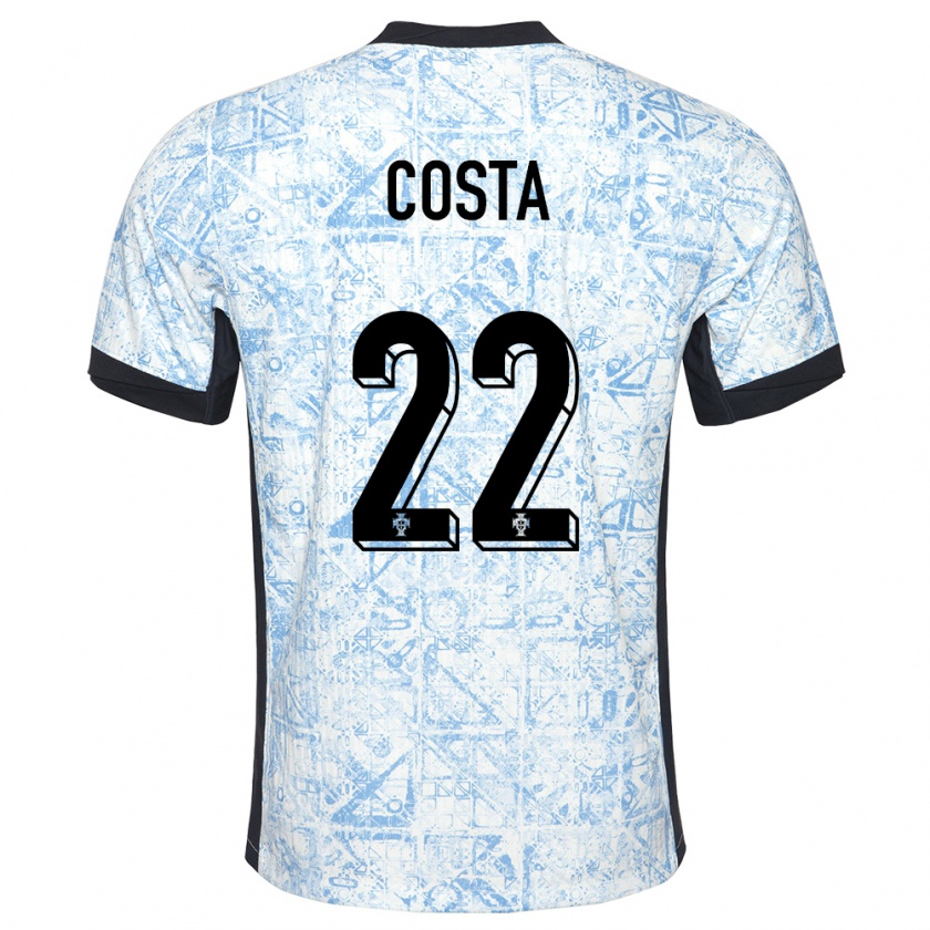 Kandiny Női Portugália Diogo Costa #22 Krémkék Idegenbeli Jersey 24-26 Mez Póló Ing