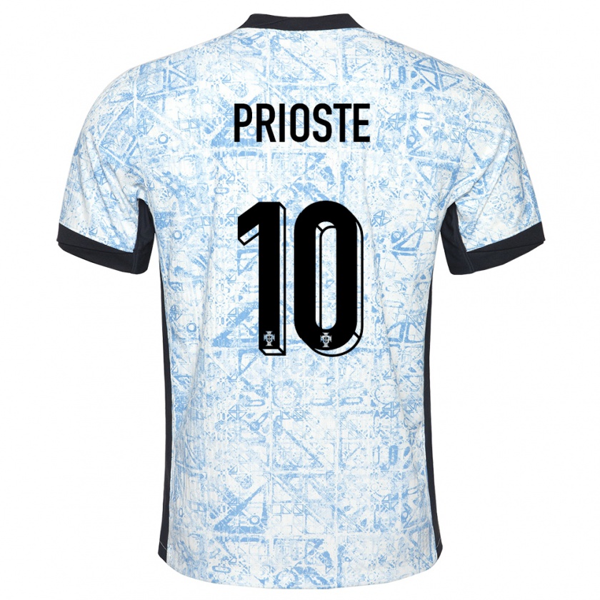 Kandiny Női Portugália Diogo Prioste #10 Krémkék Idegenbeli Jersey 24-26 Mez Póló Ing