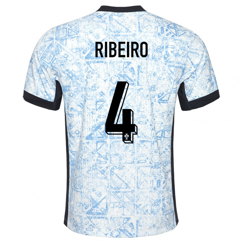 Kandiny Női Portugália Ricardo Ribeiro #4 Krémkék Idegenbeli Jersey 24-26 Mez Póló Ing