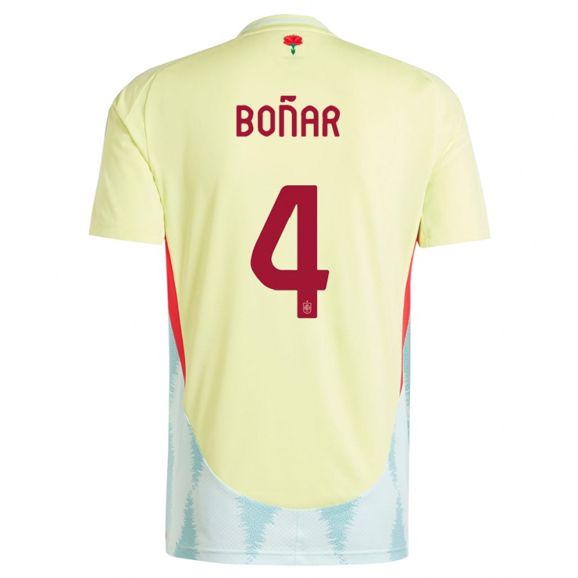 Kandiny Női Spanyolország Javier Bonar #4 Sárga Idegenbeli Jersey 24-26 Mez Póló Ing