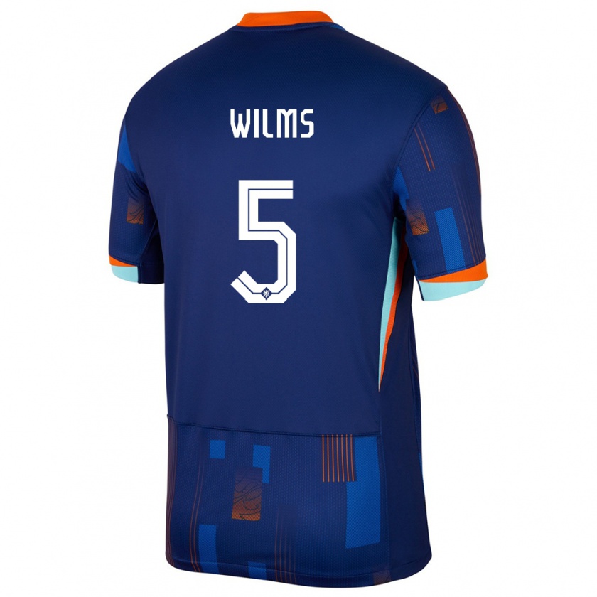 Kandiny Női Hollandia Lynn Wilms #5 Kék Idegenbeli Jersey 24-26 Mez Póló Ing