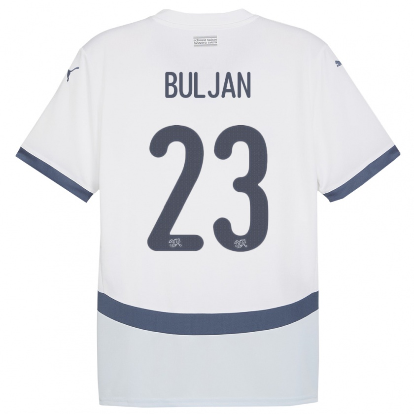 Kandiny Női Svájc Leo Buljan #23 Fehér Idegenbeli Jersey 24-26 Mez Póló Ing