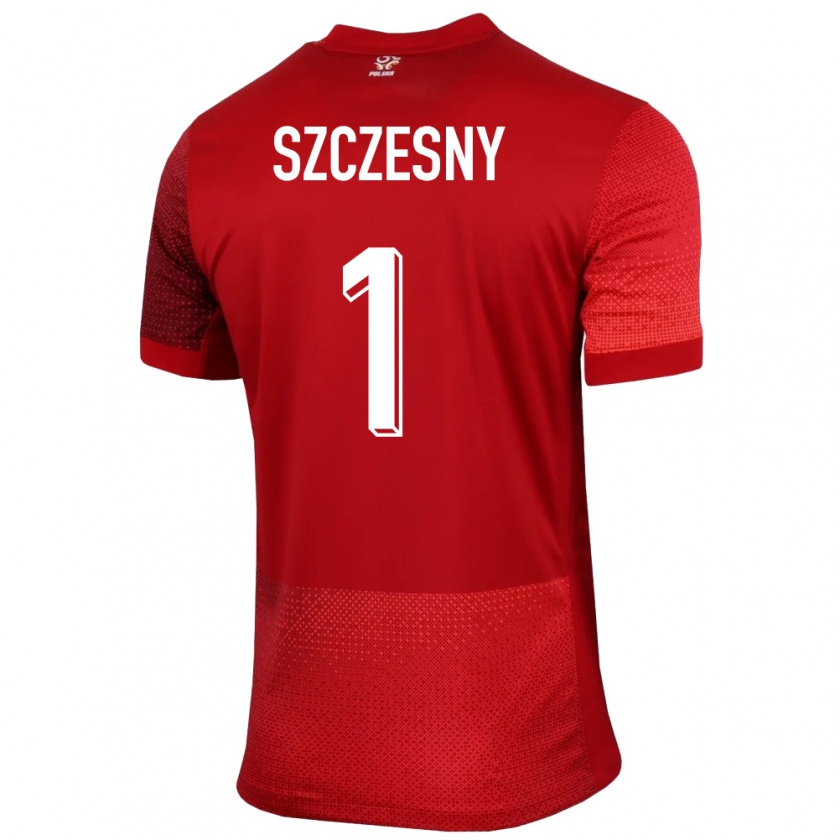 Kandiny Női Lengyelország Wojciech Szczesny #1 Piros Idegenbeli Jersey 24-26 Mez Póló Ing