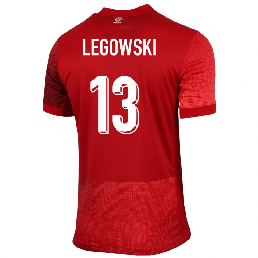 Kandiny Női Lengyelország Mateusz Legowski #13 Piros Idegenbeli Jersey 24-26 Mez Póló Ing