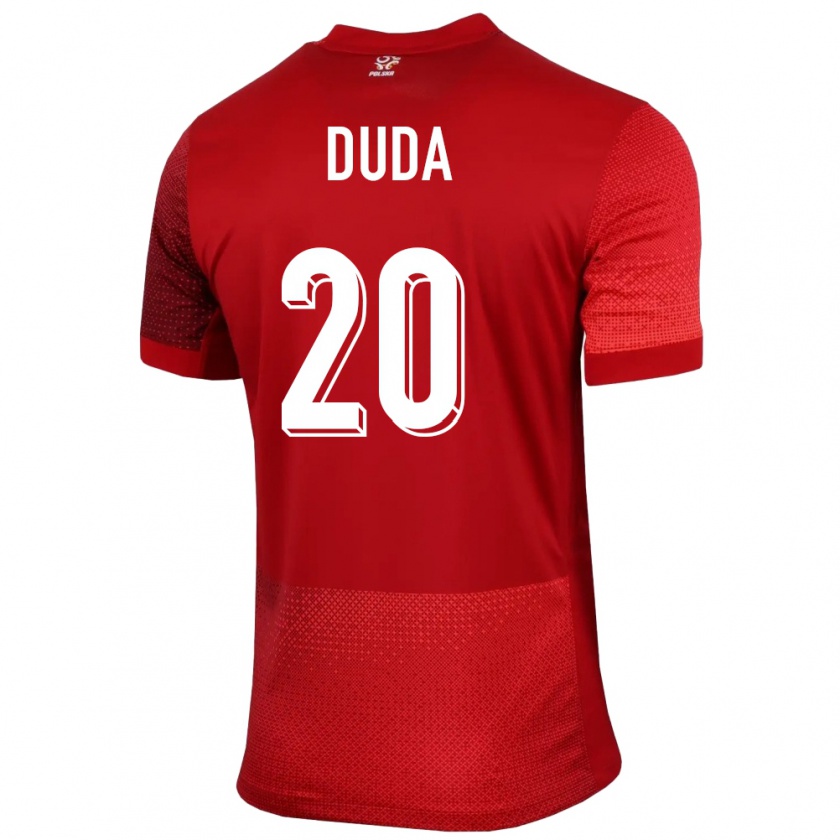 Kandiny Női Lengyelország Kacper Duda #20 Piros Idegenbeli Jersey 24-26 Mez Póló Ing