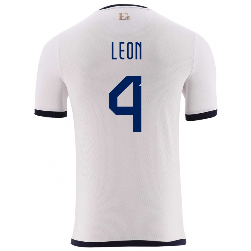 Kandiny Női Ecuador Fernando Leon #4 Fehér Idegenbeli Jersey 24-26 Mez Póló Ing