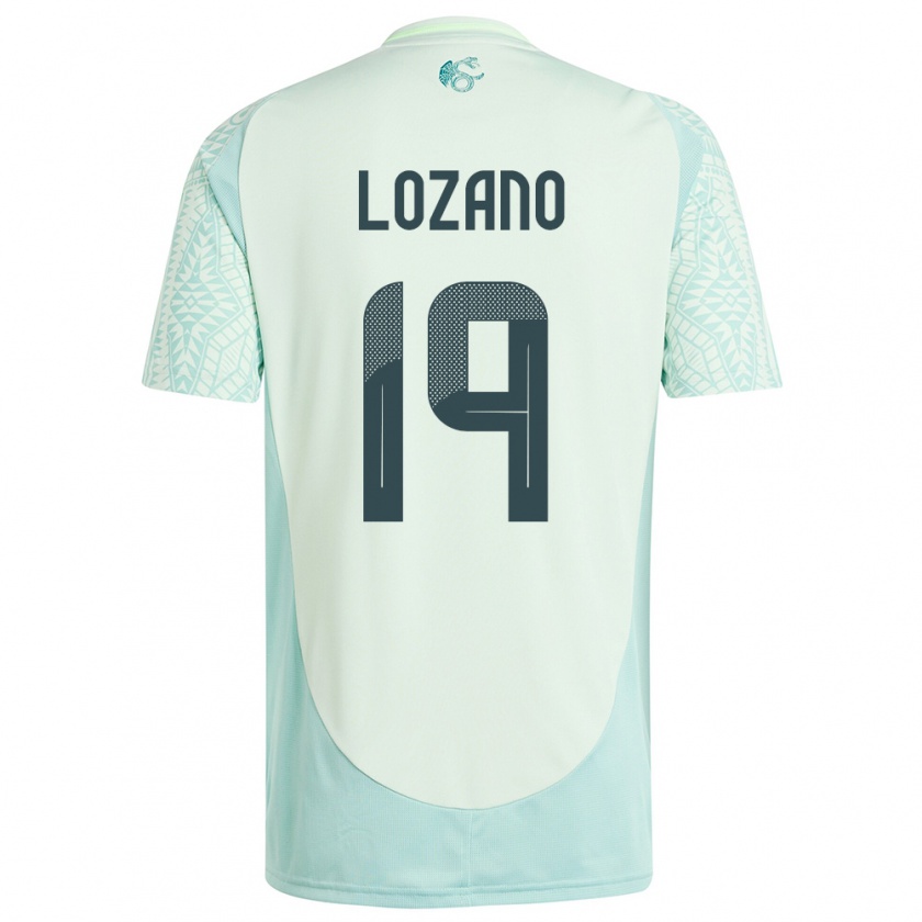 Kandiny Női Mexikó Esteban Lozano #19 Vászonzöld Idegenbeli Jersey 24-26 Mez Póló Ing