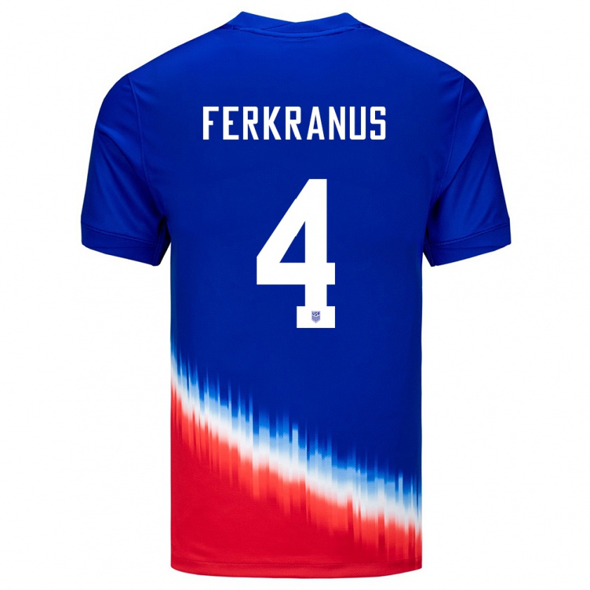 Kandiny Női Egyesült Államok Marcus Ferkranus #4 Kék Idegenbeli Jersey 24-26 Mez Póló Ing