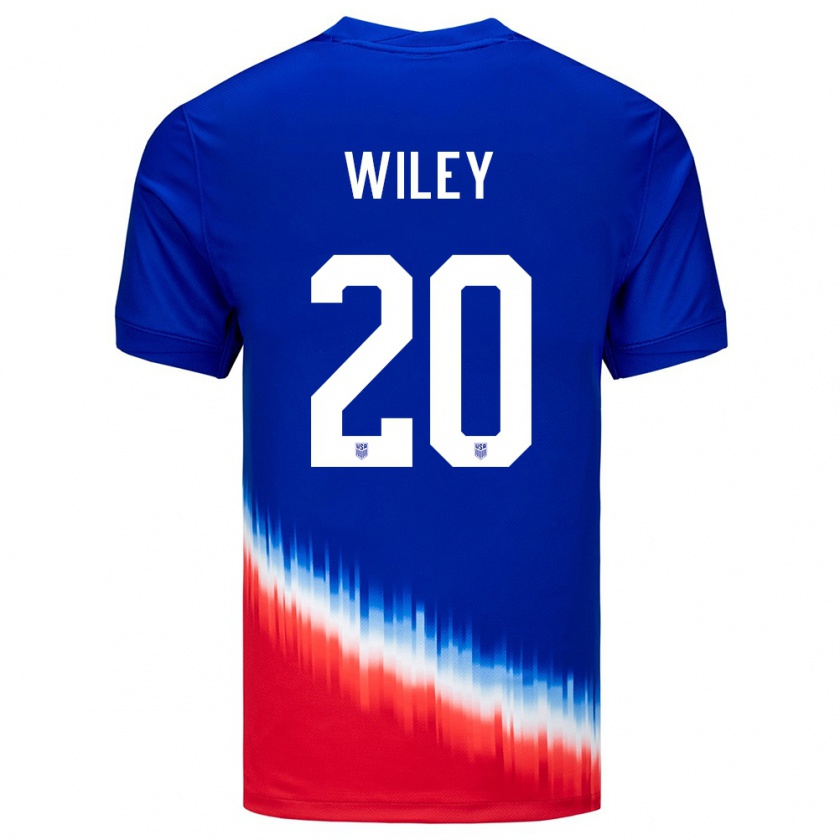 Kandiny Női Egyesült Államok Caleb Wiley #20 Kék Idegenbeli Jersey 24-26 Mez Póló Ing