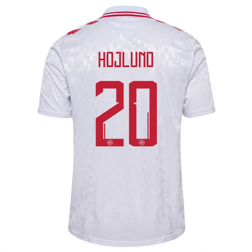 Kandiny Női Dánia Rasmus Hojlund #20 Fehér Idegenbeli Jersey 24-26 Mez Póló Ing