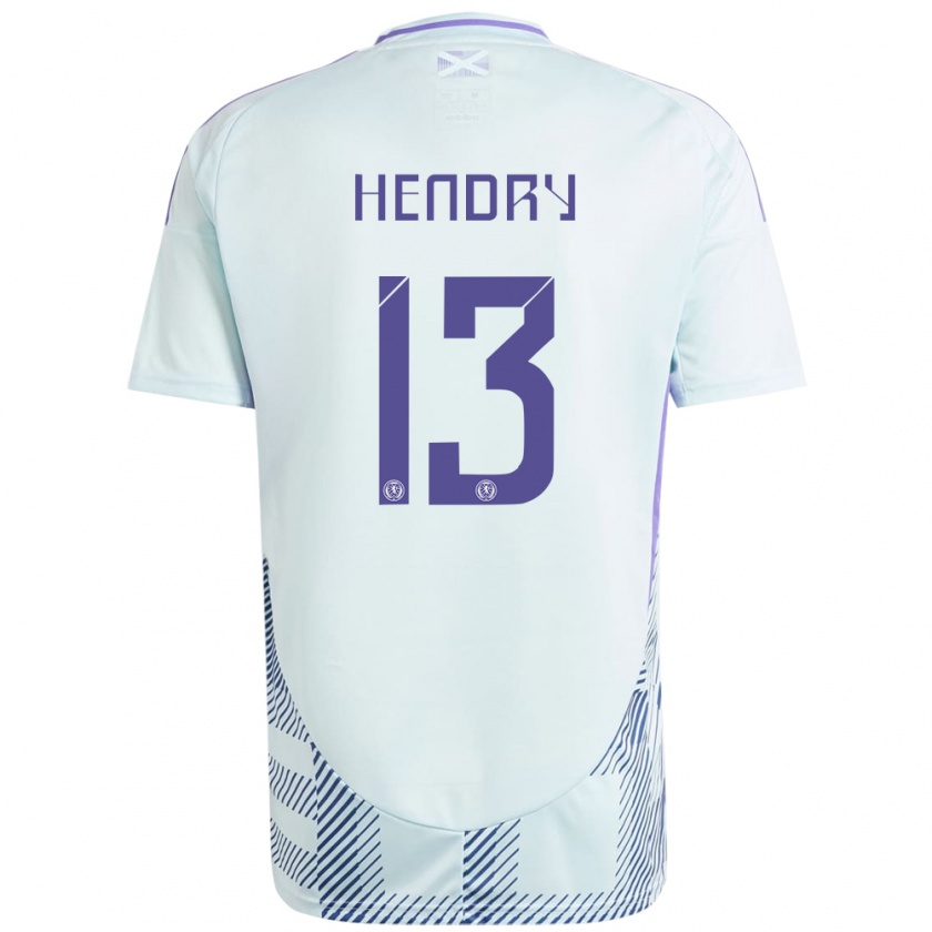 Kandiny Női Skócia Jack Hendry #13 Világos Menta Kék Idegenbeli Jersey 24-26 Mez Póló Ing