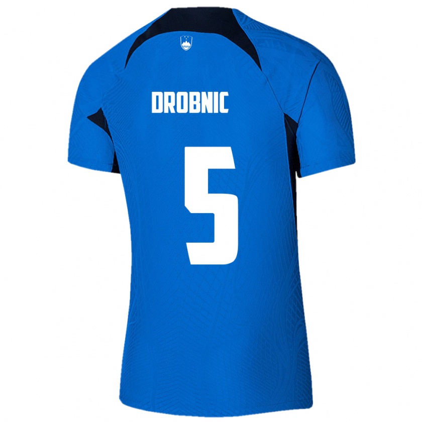 Kandiny Női Szlovénia Dominik Drobnic #5 Kék Idegenbeli Jersey 24-26 Mez Póló Ing