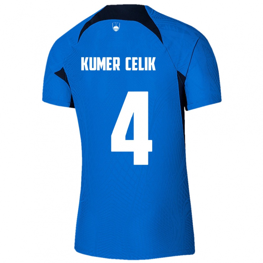 Kandiny Női Szlovénia An Kumer Celik #4 Kék Idegenbeli Jersey 24-26 Mez Póló Ing