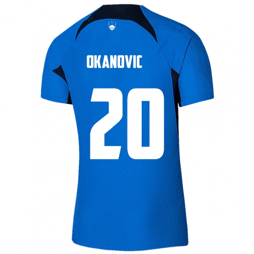 Kandiny Női Szlovénia Deen Okanovic #20 Kék Idegenbeli Jersey 24-26 Mez Póló Ing