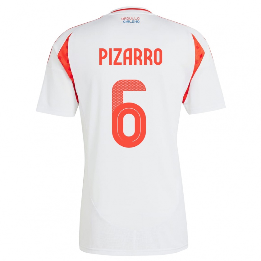 Kandiny Női Chile Vicente Pizarro #6 Fehér Idegenbeli Jersey 24-26 Mez Póló Ing