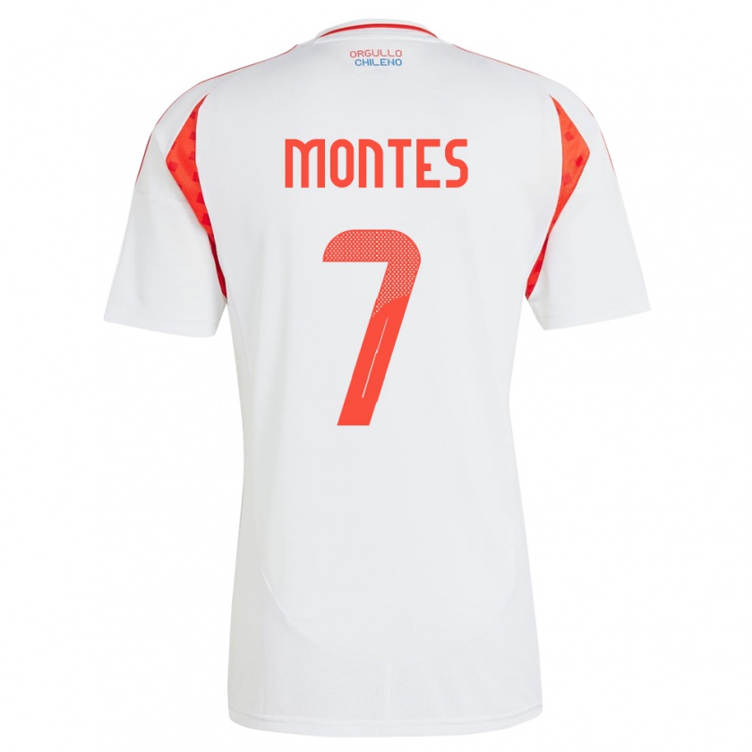 Kandiny Női Chile Clemente Montes #7 Fehér Idegenbeli Jersey 24-26 Mez Póló Ing