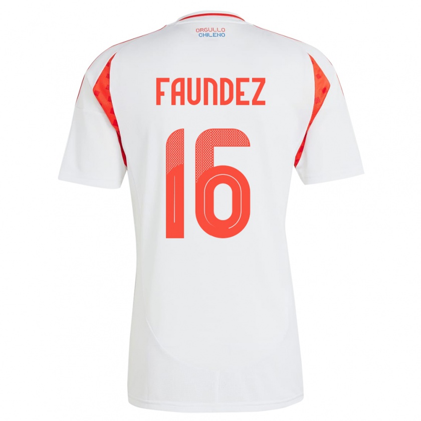 Kandiny Női Chile Felipe Faúndez #16 Fehér Idegenbeli Jersey 24-26 Mez Póló Ing