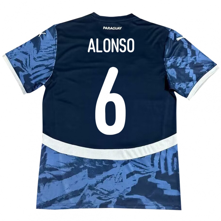 Kandiny Női Paraguay Júnior Alonso #6 Kék Idegenbeli Jersey 24-26 Mez Póló Ing