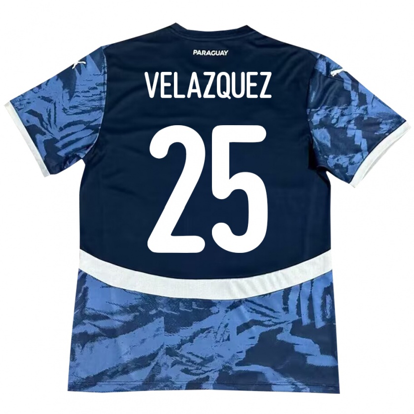 Kandiny Női Paraguay Gustavo Velázquez #25 Kék Idegenbeli Jersey 24-26 Mez Póló Ing