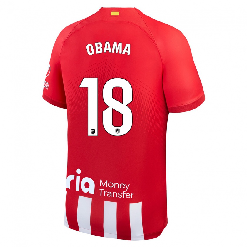 Kandiny Gyermek Salomon Obama #18 Piros Fehér Hazai Jersey 2023/24 Mez Póló Ing