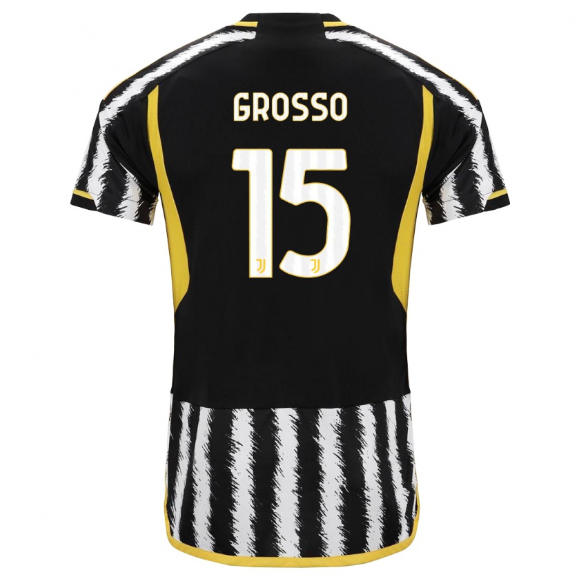 Kandiny Gyermek Julia Grosso #15 Fekete-Fehér Hazai Jersey 2023/24 Mez Póló Ing