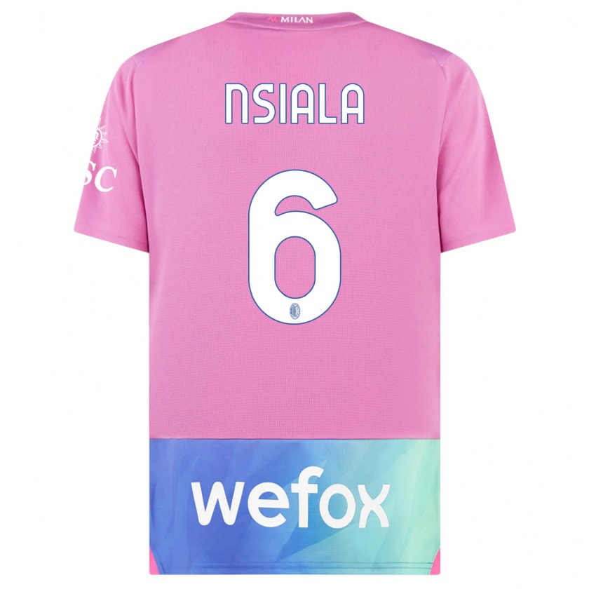 Kandiny Férfi Clinton Nsiala #6 Pink Lila Harmadik Számú Jersey 2023/24 Mez Póló Ing