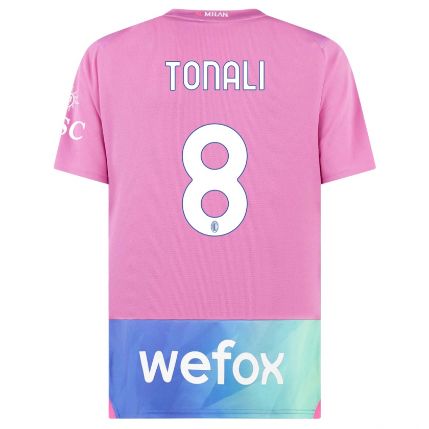 Kandiny Férfi Sandro Tonali #8 Pink Lila Harmadik Számú Jersey 2023/24 Mez Póló Ing