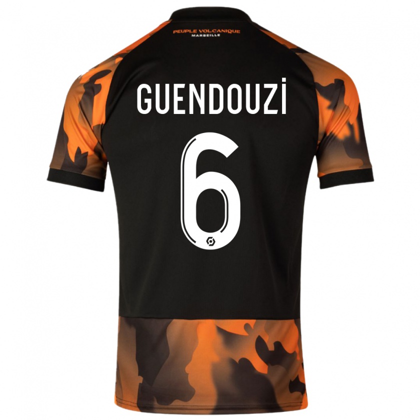 Kandiny Férfi Matteo Guendouzi #6 Fekete Narancs Harmadik Számú Jersey 2023/24 Mez Póló Ing