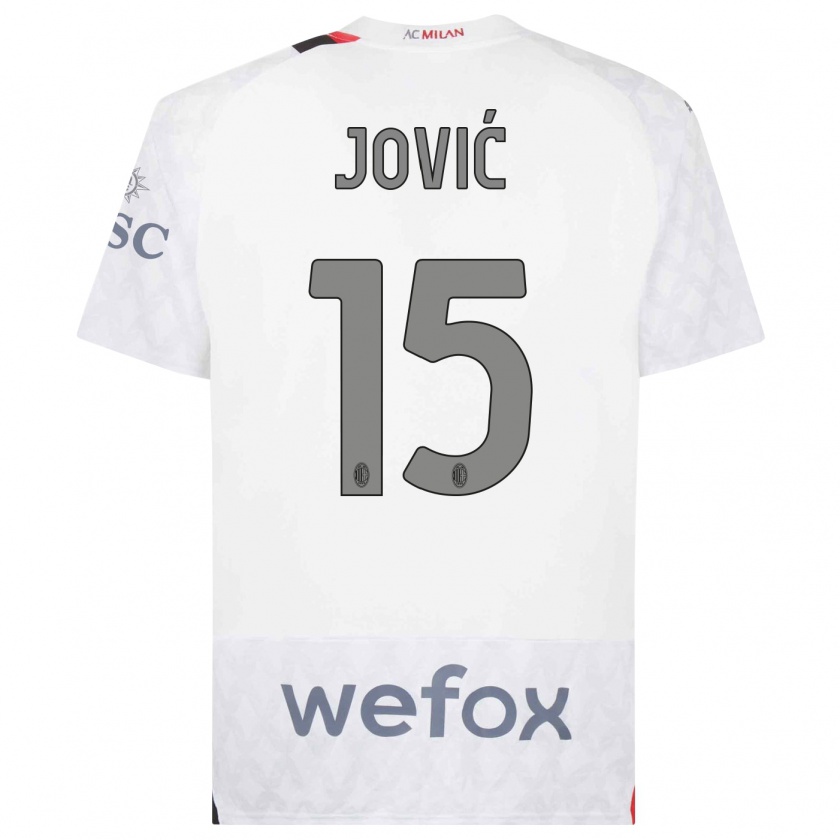 Kandiny Női Luka Jovic #15 Fehér Idegenbeli Jersey 2023/24 Mez Póló Ing