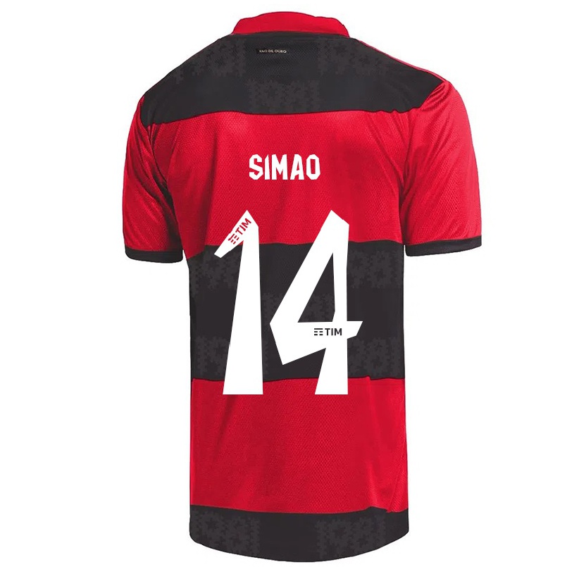 Férfi Labdarúgás Samhia Simao #14 Piros Fekete Hazai Jersey 2021/22 Mez Póló Ing