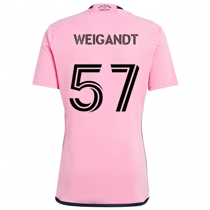 Kandiny Gyermek Marcelo Weigandt #57 Rózsaszín Hazai Jersey 2024/25 Mez Póló Ing