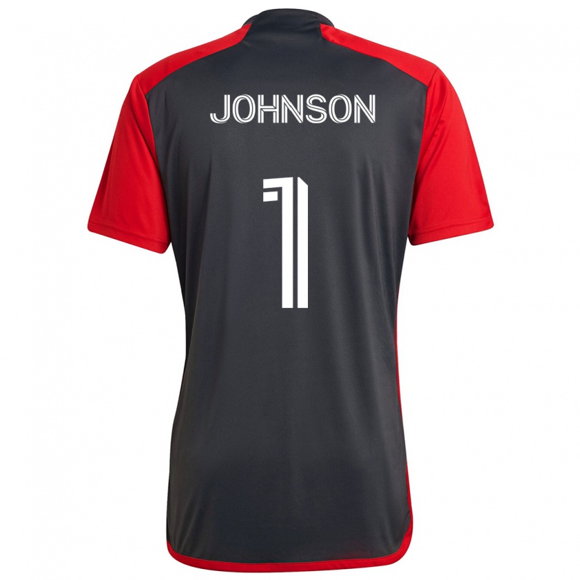 Kandiny Gyermek Sean Johnson #1 Szürke Vörös Hazai Jersey 2024/25 Mez Póló Ing