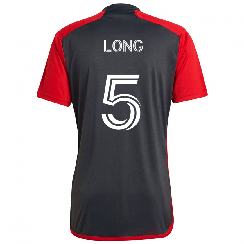 Kandiny Gyermek Kevin Long #5 Szürke Vörös Hazai Jersey 2024/25 Mez Póló Ing