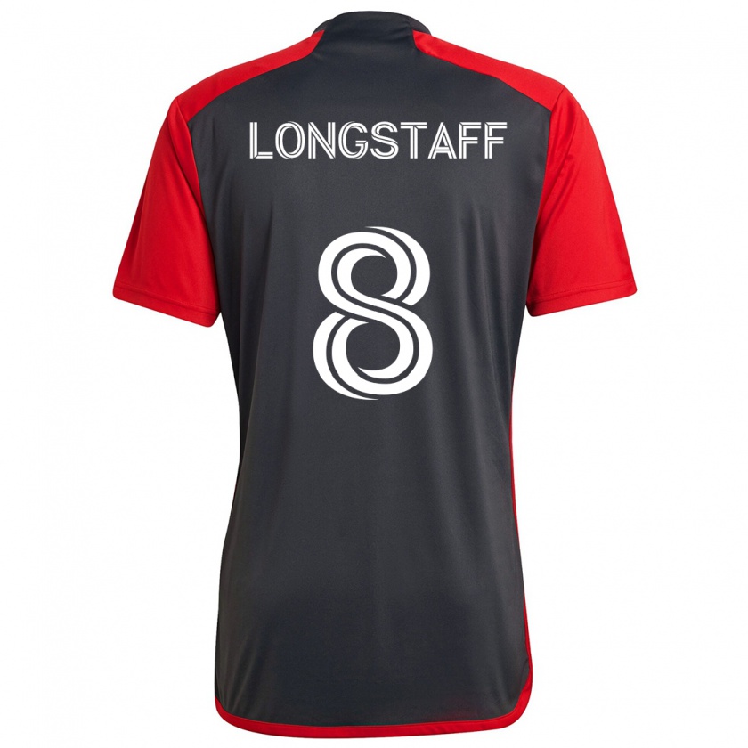 Kandiny Gyermek Matty Longstaff #8 Szürke Vörös Hazai Jersey 2024/25 Mez Póló Ing