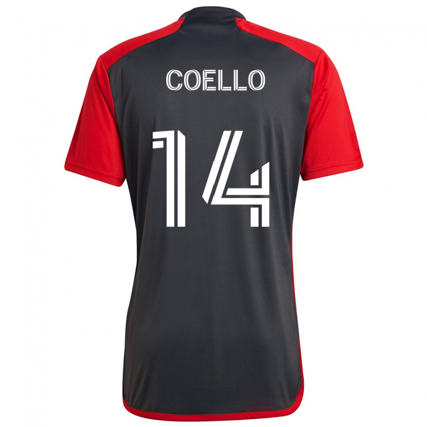 Kandiny Gyermek Alonso Coello #14 Szürke Vörös Hazai Jersey 2024/25 Mez Póló Ing