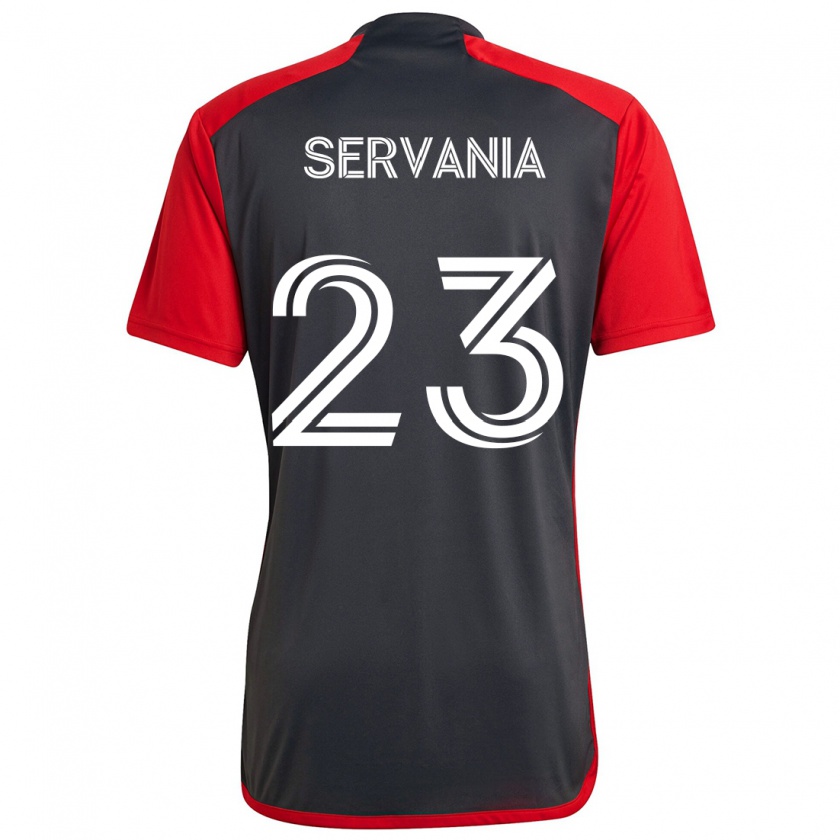 Kandiny Gyermek Brandon Servania #23 Szürke Vörös Hazai Jersey 2024/25 Mez Póló Ing