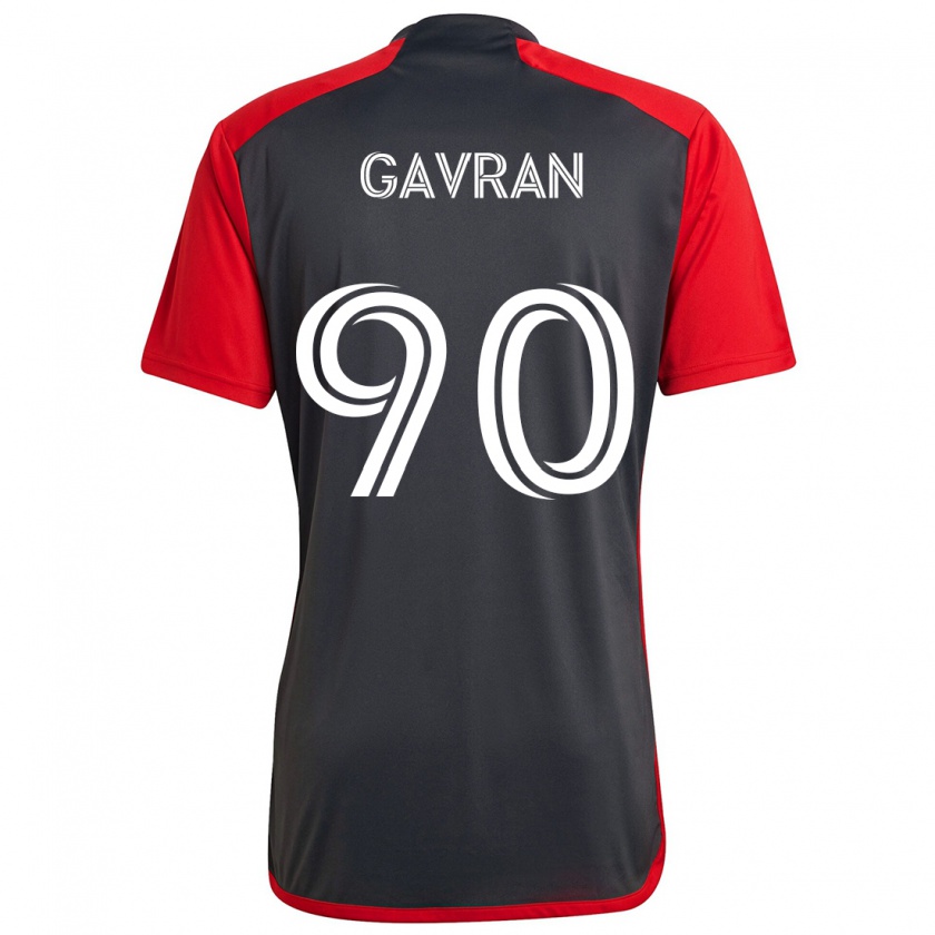 Kandiny Gyermek Luka Gavran #90 Szürke Vörös Hazai Jersey 2024/25 Mez Póló Ing