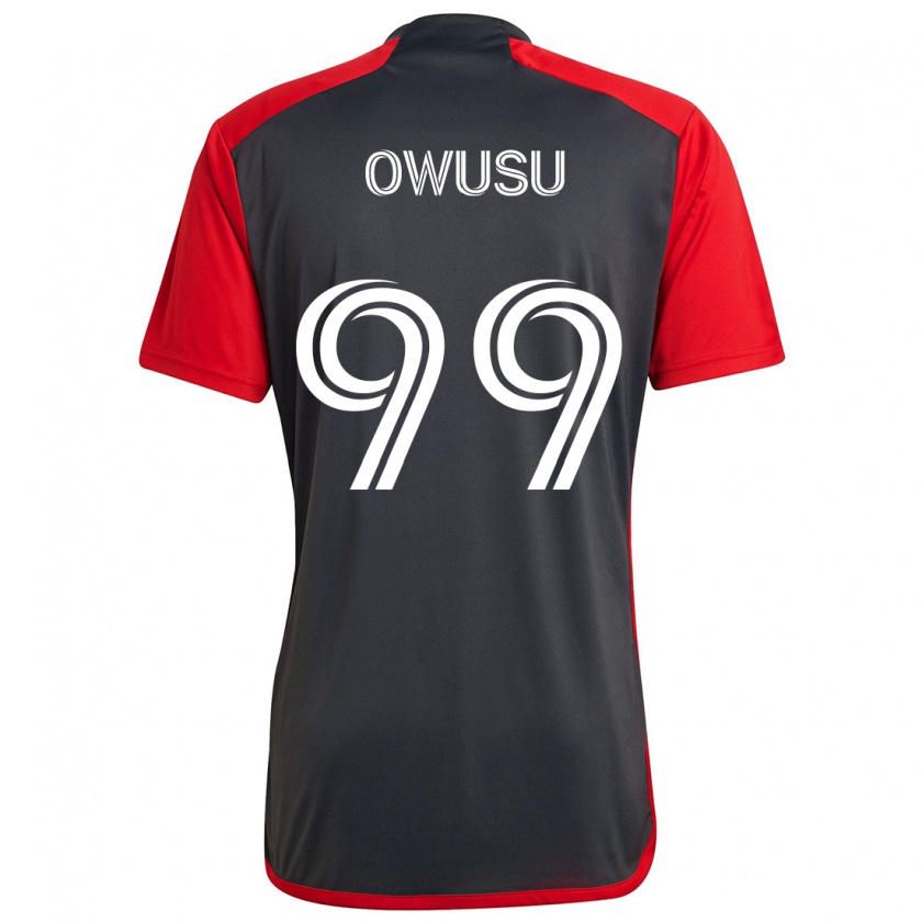 Kandiny Gyermek Prince Osei Owusu #99 Szürke Vörös Hazai Jersey 2024/25 Mez Póló Ing