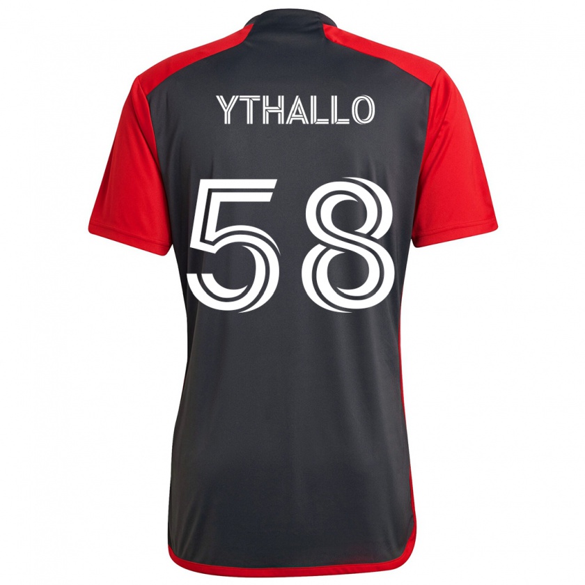 Kandiny Gyermek Ythallo #58 Szürke Vörös Hazai Jersey 2024/25 Mez Póló Ing