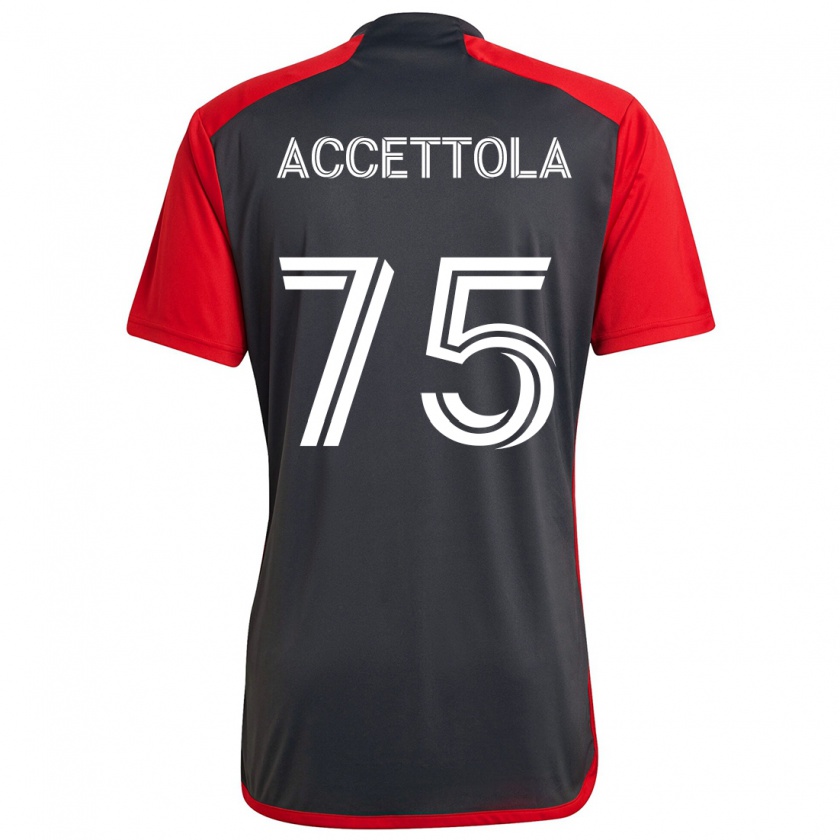 Kandiny Gyermek Luca Accettola #75 Szürke Vörös Hazai Jersey 2024/25 Mez Póló Ing