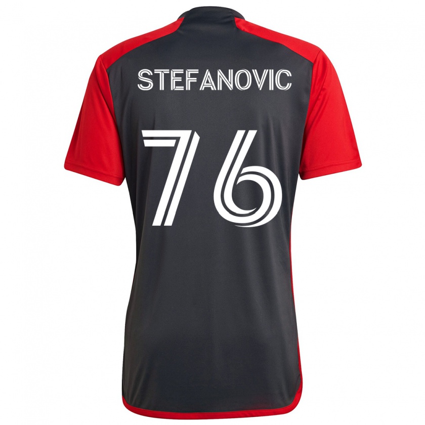 Kandiny Gyermek Lazar Stefanovic #76 Szürke Vörös Hazai Jersey 2024/25 Mez Póló Ing